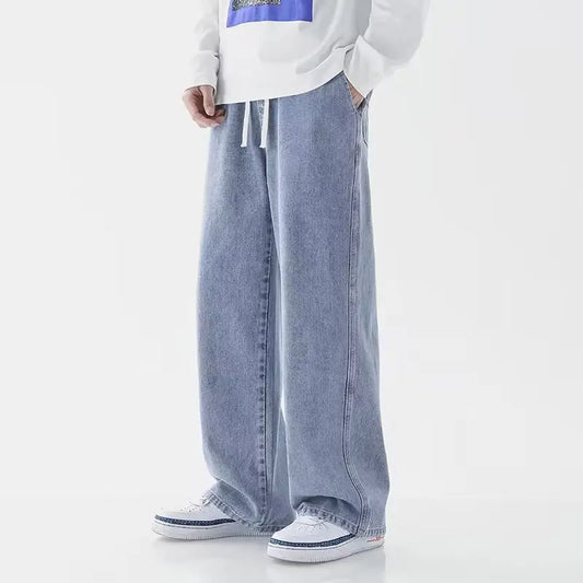 Jeans Men's Spring and Autumn 2025 New Loose High Street Straight Wide-leg Pants Floor-drag Summer Casual Long Pants Men