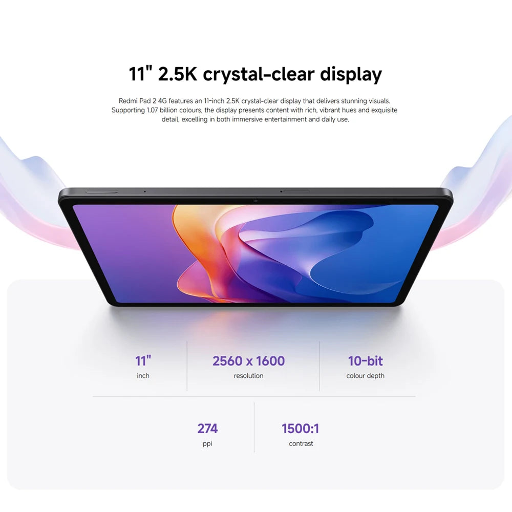 Global Version Xiaomi redmi pad2 4G Tablet Advanced Helio G100-Ultra 11" 2.5K crystal-clear display 9000mAh battery Mi Tablet PC