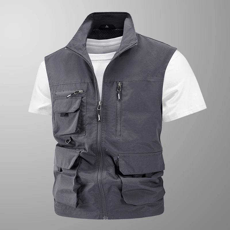 Jacket Hunting Camping Men's Work Vest Tactical Windbreaker Men Large Size Golf Sleeveless Fishing Waterproof Coat Summer Vest