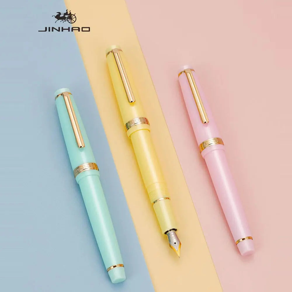 Jinhao 82 Gold Clip Series Luxury Resin Metal EF/F/M/Curved Nib Fountain Pen Rotation Opening Ink Pens School Office Supplies