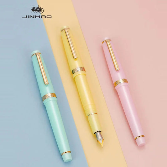 Jinhao 82 Gold Clip Series Luxury Resin Metal EF/F/M/Curved Nib Fountain Pen Rotation Opening Ink Pens School Office Supplies