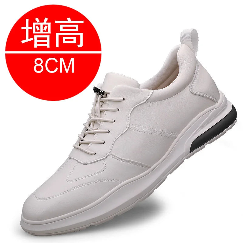 Sneakers Men Elevator Shoes Fashion Soft Leather Heightening Shoes For Men Hidden Heels 10CM 8CM 6CM Sports Casual Height Shoes
