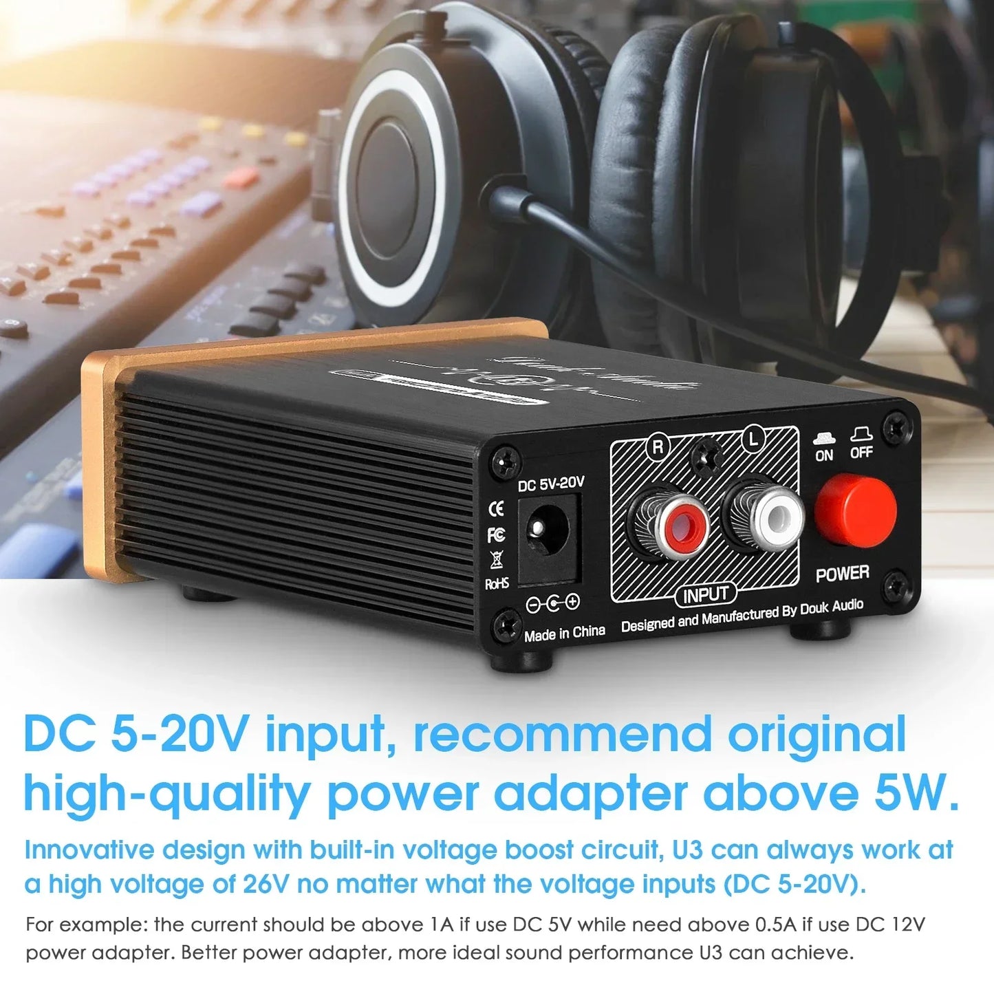 Douk Audio U3 Mini Pure Class A Headphone Amplifier HiFi Ultra-compact Home Desktop Stereo Amp for HD580/HD600/HD650 Headsets