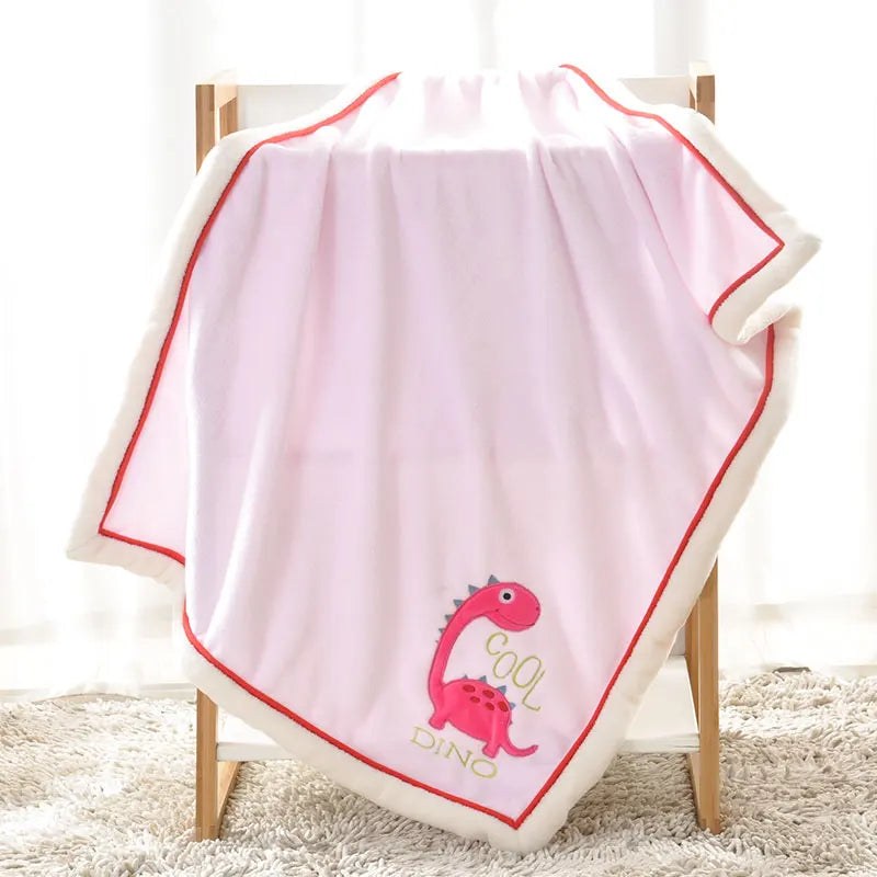 Baby Blankets Newborn Lovely Embroidery Flannel Baby Blanket Baby Boys Girls Swaddle Wrap Infant Stroller Cover Kids Blankets