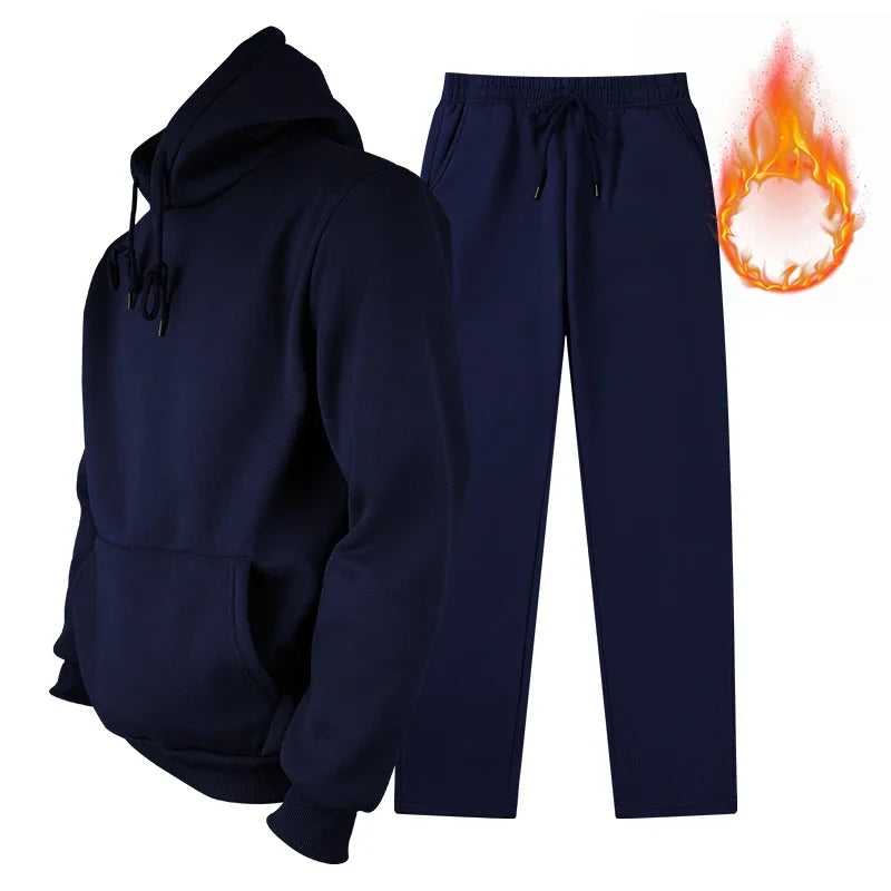 Men's sports set 2-piece wool hooded casual sports set jogging set