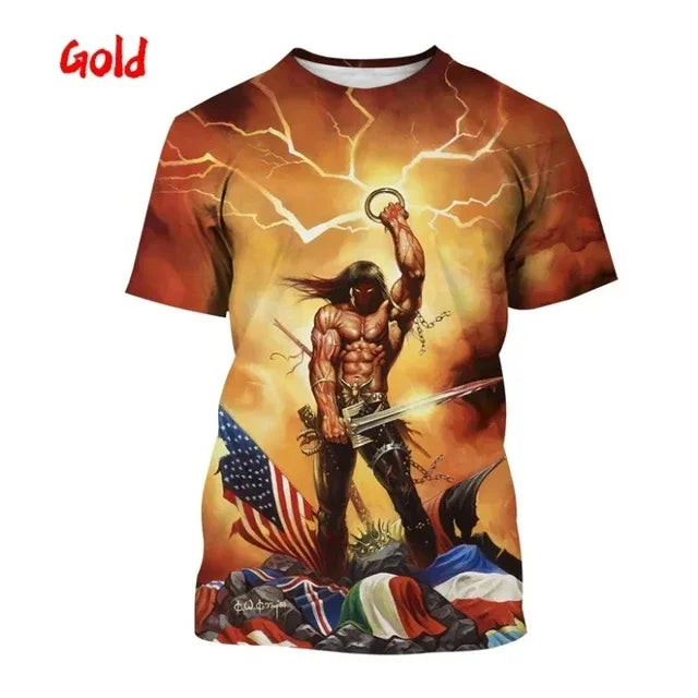 New Hot Manowar Punk Style Rock 3D Print T-shirts Summer Men Women Unisex Casual Hip Hop Short Sleeve Tee Top Oversized Clothing