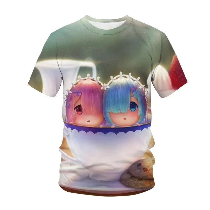 New Anime Re:zero  3D Printed T-Shirt Men Women Cosplay  Short Sleeve Cute Fashion Kawaii  T-Shirt Harajuku Clothes