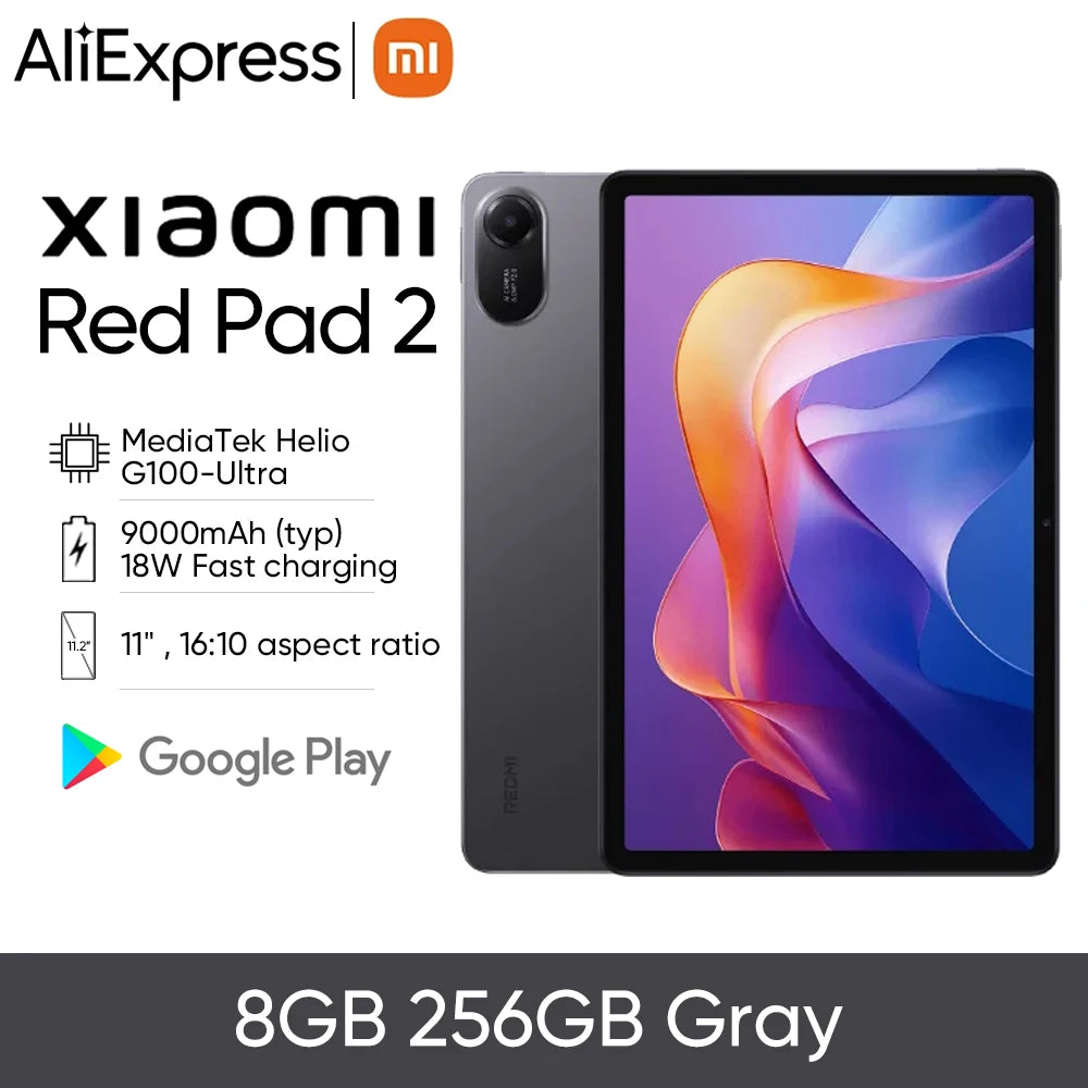 Global Version Xiaomi redmi pad2 4G Tablet Advanced Helio G100-Ultra 11" 2.5K crystal-clear display 9000mAh battery Mi Tablet PC