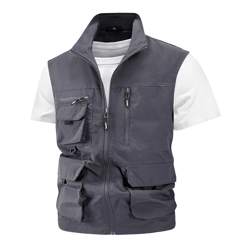 Jacket Hunting Camping Men's Work Vest Tactical Windbreaker Men Large Size Golf Sleeveless Fishing Waterproof Coat Summer Vest