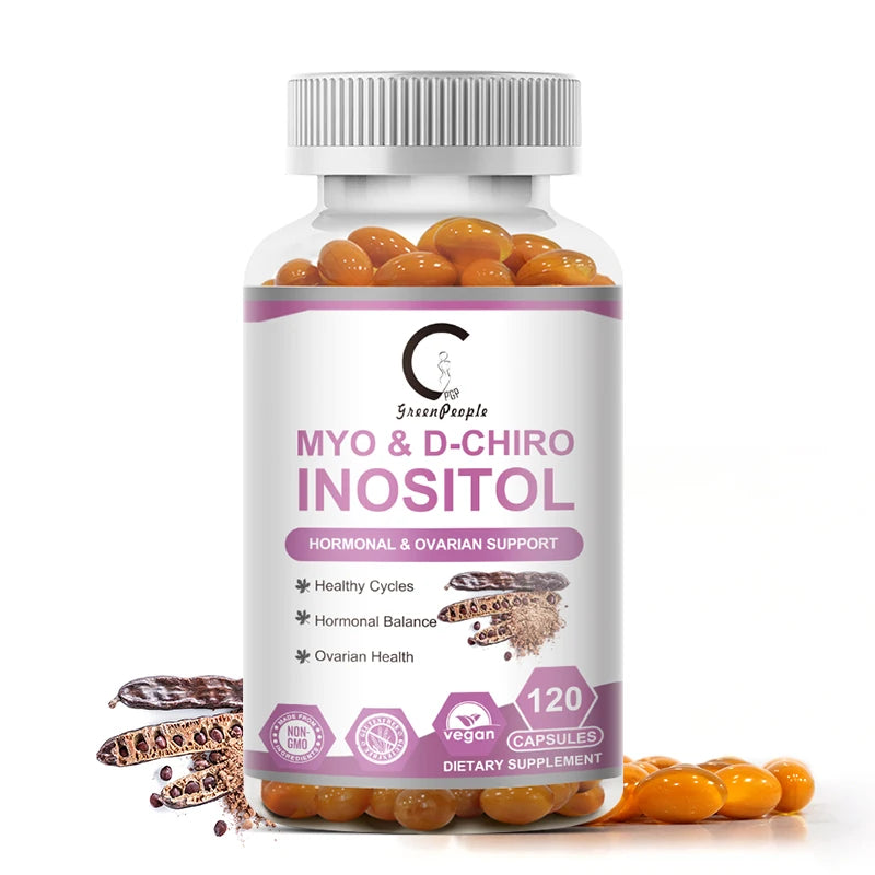120p Myo-Inositol&D-Chiro Inositol Capsule with Folate Supports Ovarian Function,Hormone Balance,Fertility Supplements for Women