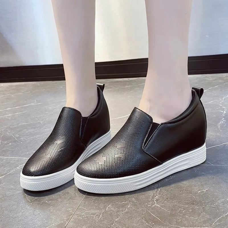 2025 women's spring shoes Heel New Lady Casual Women Sneakers Leisure Platform Wedge Height Increasing Zapatos De Mujer