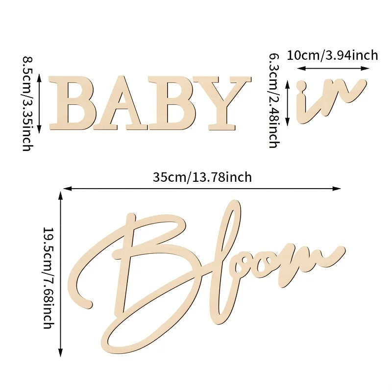 Baby in Bloom Wooden Sign Gender Reveal Party Decor Pregnancy Celebration Gift Nursery Wall Art Photo Prop for Baby Shower