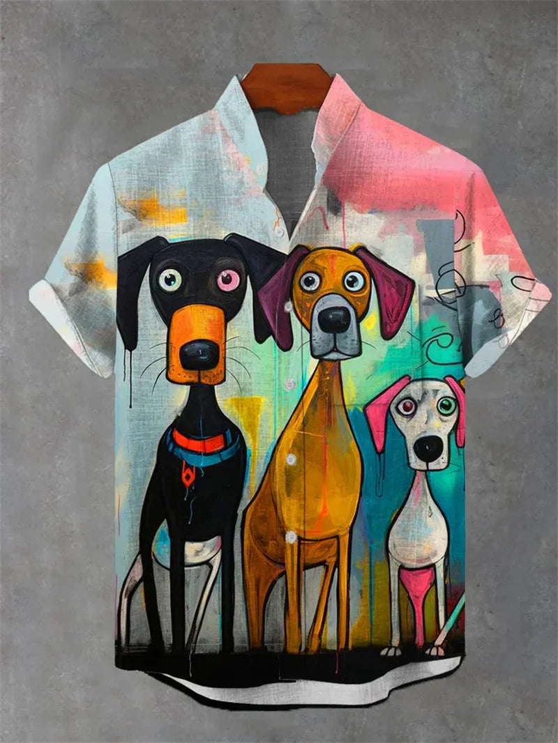 2025 Fashion Carnival 3D Printing Men's Shirt Men's Short Sleeve Shirt Casual Shirt Holiday Top Camisas De Vestir Para Hombre