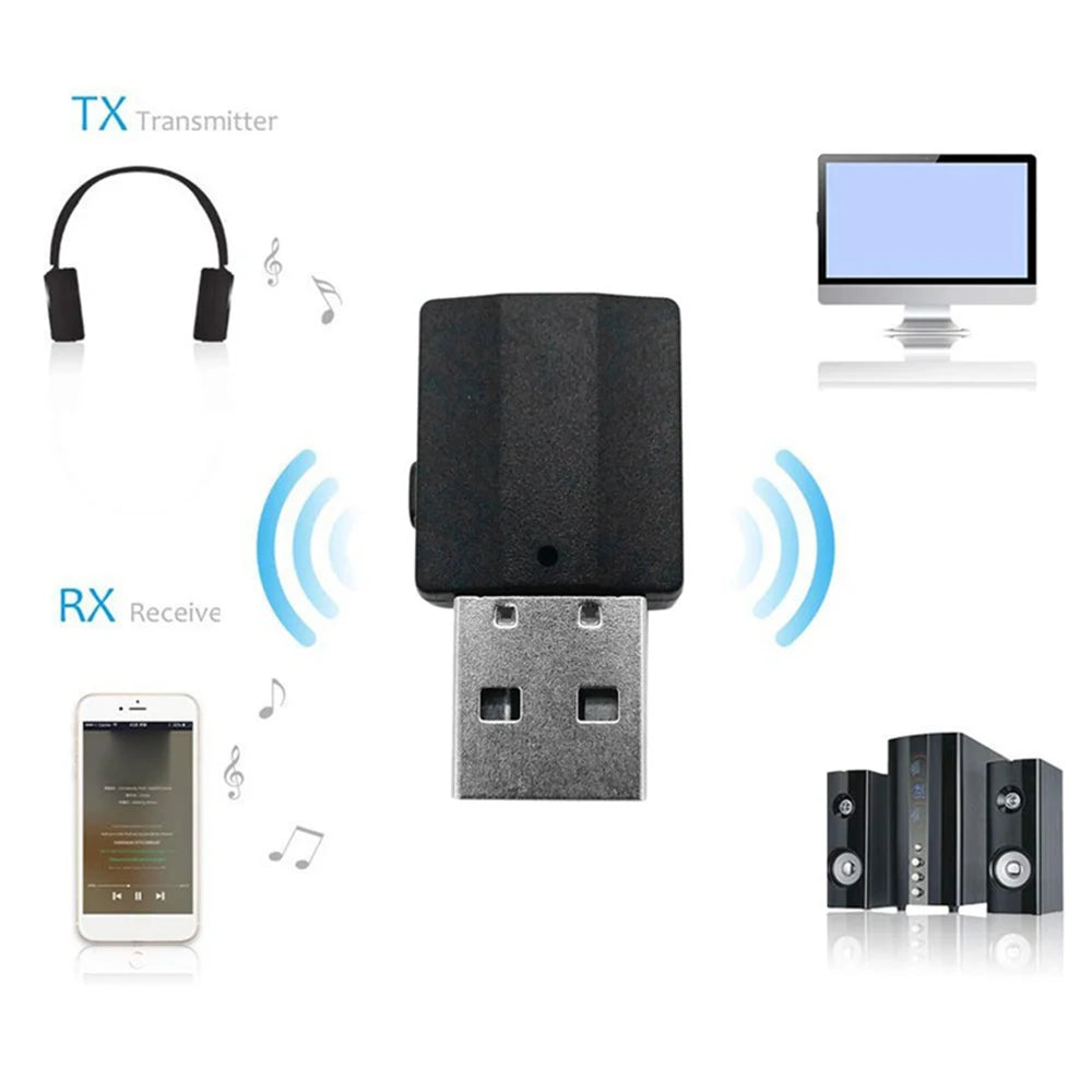 New 5.0 Transmitter Receiver Mini 3.5mm AUX Stereo Wireless Music Adapter For Car Radio TV Earphone
