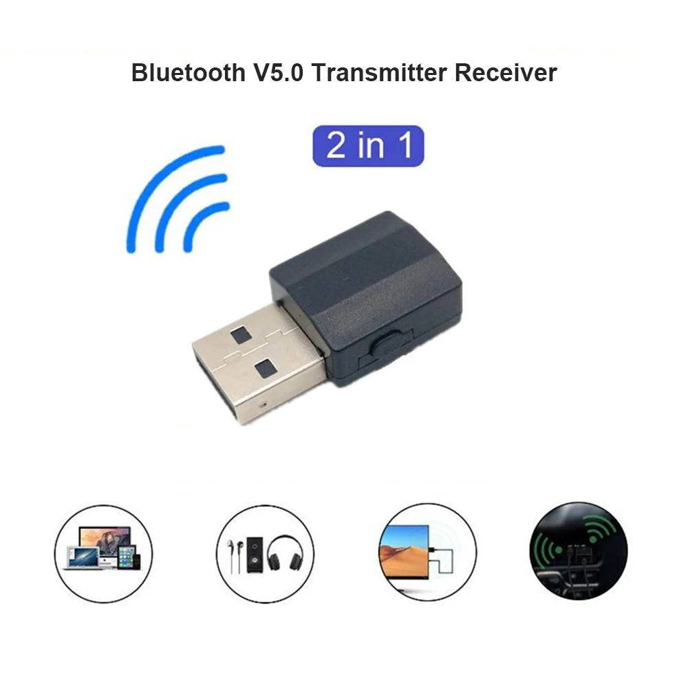 New 5.0 Transmitter Receiver Mini 3.5mm AUX Stereo Wireless Music Adapter For Car Radio TV Earphone