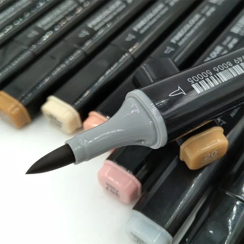 Finecolour 8 Colors Double-headed Soft Brush Professional Sketch Alcohol Based Ink Gray Series Art Markers EF102