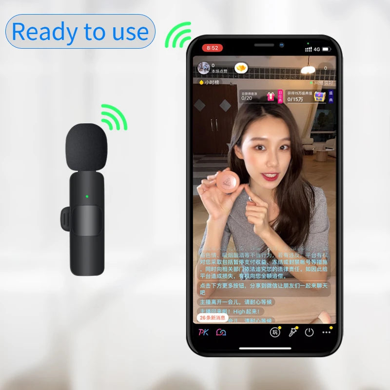 Wireless Lavalier Microphone for Live Streaming/YouTube/TikTok/Facebook Live Streaming Noise Cancelling Microphone Suitable For