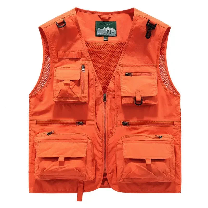 Summer Men Unloading Tactical Vest Coat Casual Men's Photographer Waistcoat Mesh Work Sleeveless Jacket Tools Pocket Vest 6XL
