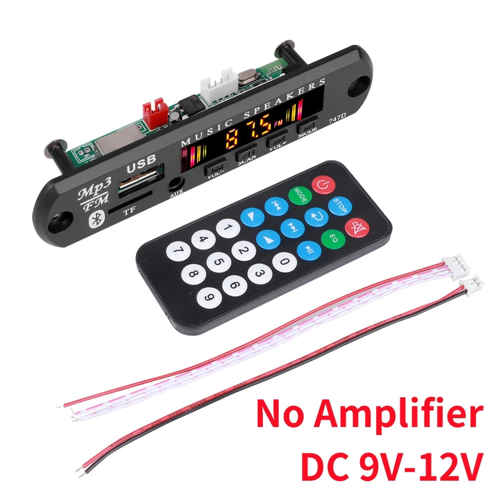 80W Amplifier Bluetooth MP3 WMA WAV Decoder Board 12V Handsfree Call  USB TF FM Car Audio Music Player Speaker Volume Control