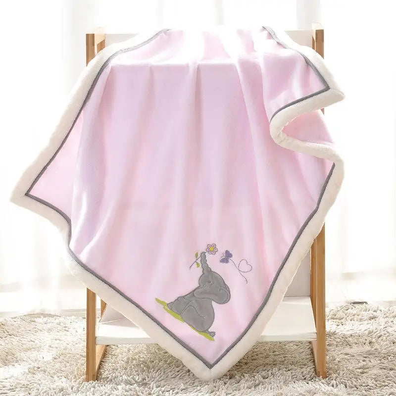 Baby Blankets Newborn Lovely Embroidery Flannel Baby Blanket Baby Boys Girls Swaddle Wrap Infant Stroller Cover Kids Blankets
