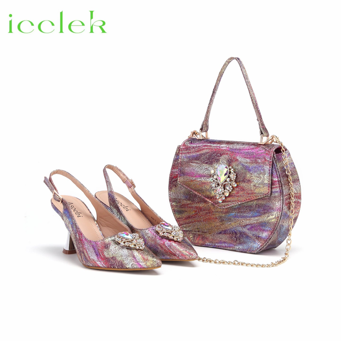 2024 High Quality New Mixed Color Pointed Toe Royal Blue Ladies Shoes Matching Bag Set For Women Wedding Party