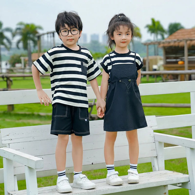 Dress 2025 Woman Family Couple Matching Clothes Parent-child Mom Daughter Dress Dad Son T Shirt Sibling Brother Sister Outfits
