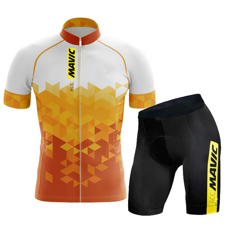 RCC MAVIC Pro Bicycle Team Short Sleeve Maillot Ciclismo Men's Cycling Jersey Sets Summer Breathable Cycling Clothing Suit