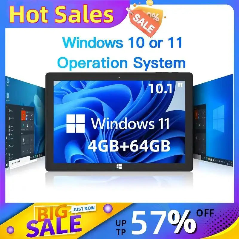 4GB DDR3 RAM 32GB/64GB ROM 10.1 INCH Windows 10/ Windows 11 Tablet 64Bit Z8350/N3350 CPU 1920*1200 IPS Screen HDMI Port USB 3.0