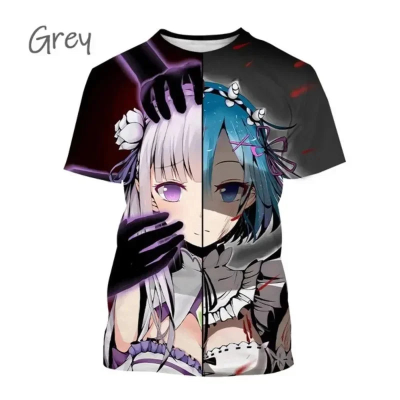 New Anime Re:zero  3D Printed T-Shirt Men Women Cosplay  Short Sleeve Cute Fashion Kawaii  T-Shirt Harajuku Clothes