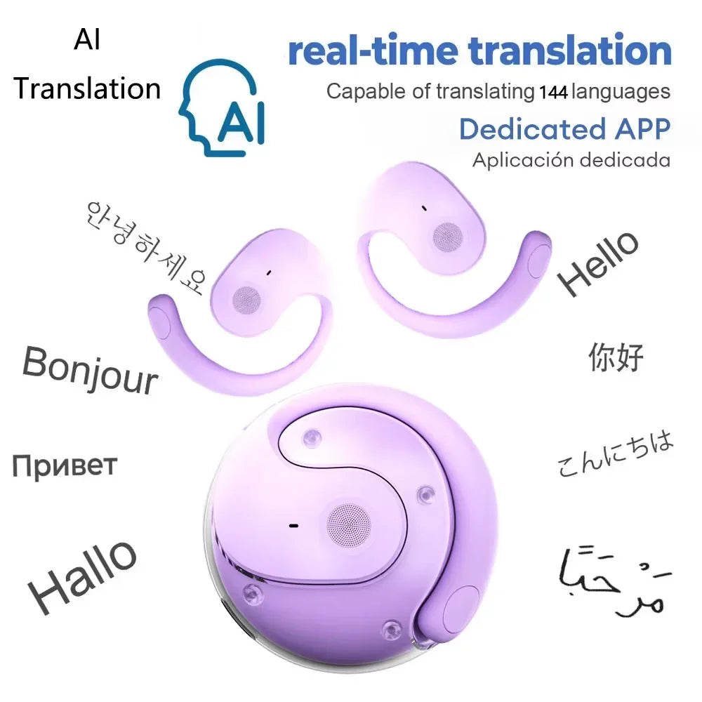 144-Language AI Translation Headphones: Wireless Ear-Hook Style for Real-Time Communication During Travel