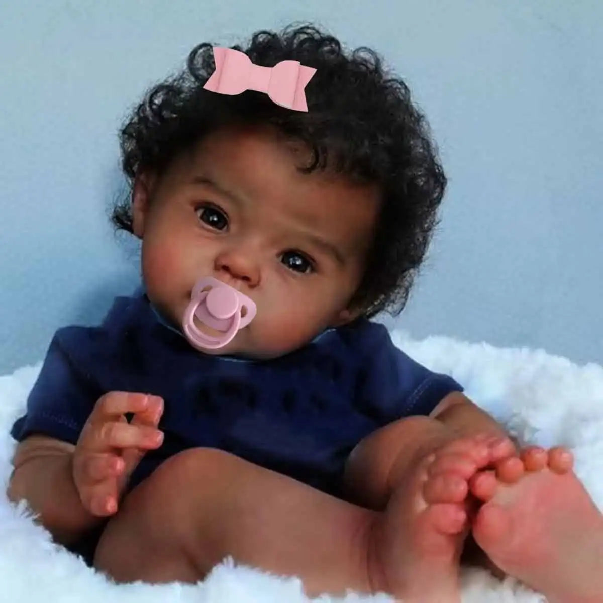 Reborn Baby Doll Black Baby Doll Soft Body And Curly Hair Realistic Newborn Baby Doll Real Life Baby Doll Cloth Body