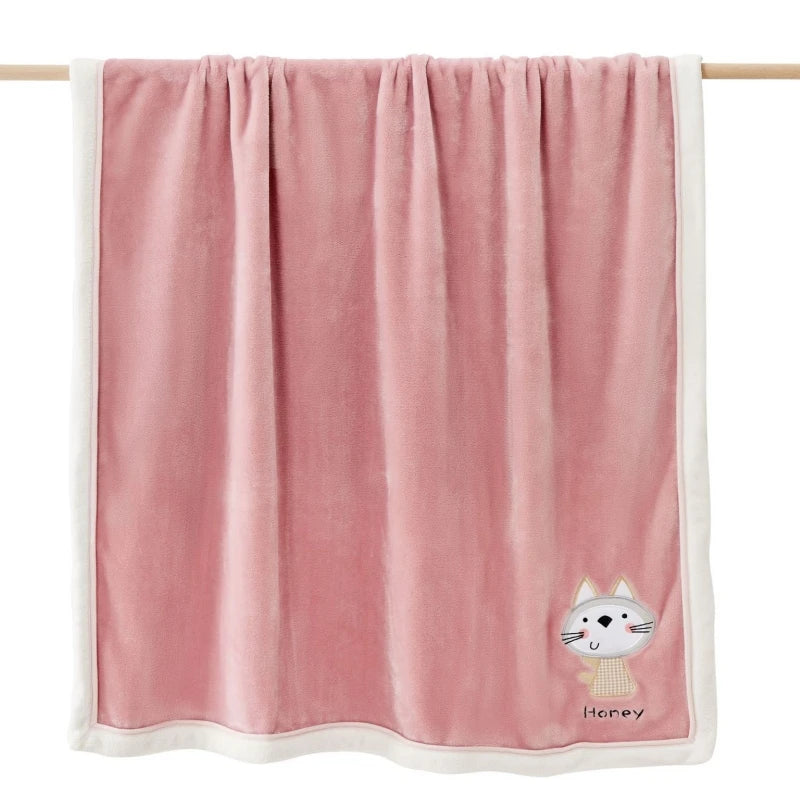Baby Blankets Newborn Lovely Embroidery Flannel Baby Blanket Baby Boys Girls Swaddle Wrap Infant Stroller Cover Kids Blankets