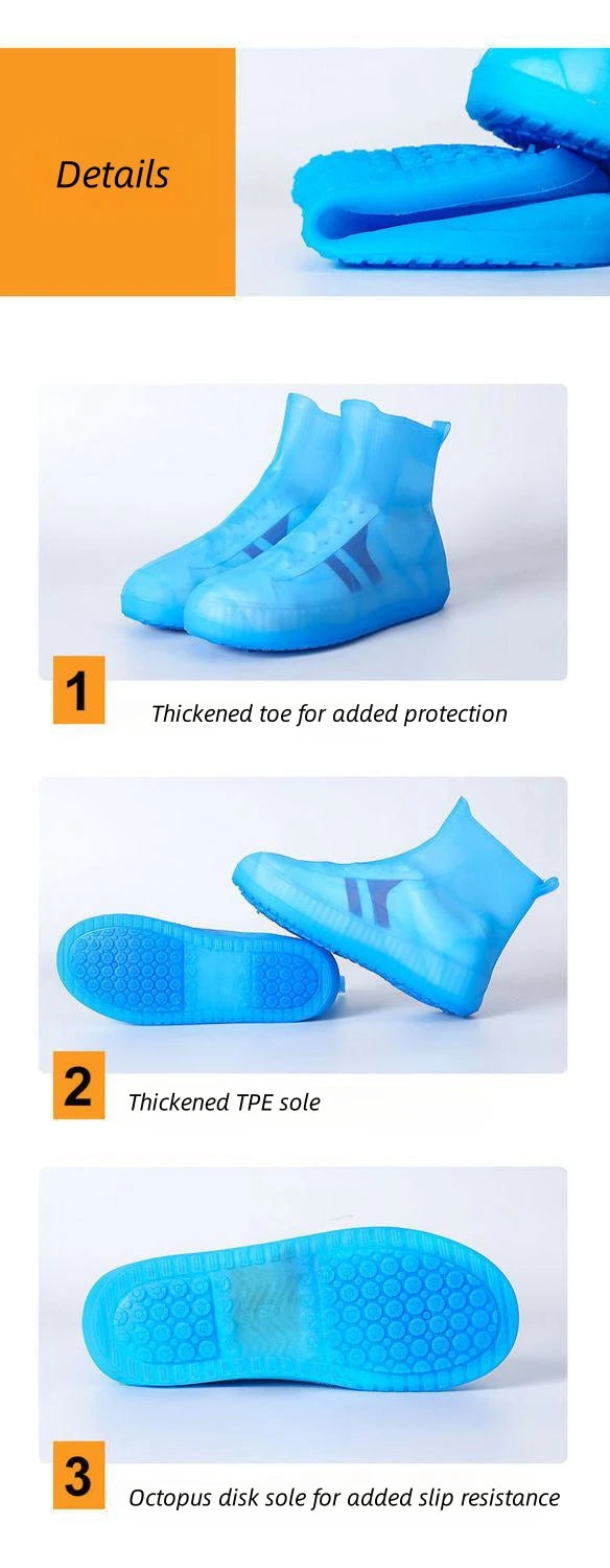 Waterproof Shoe Covers Silicone Anti-Slip Rain Boots Unisex Sneakers Protector For Outdoor Rainy Day Protectors Shoes Cover