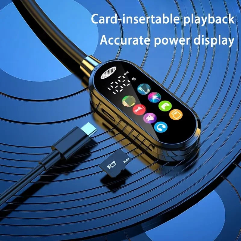 Bluetooth 5.4 Neck-Hanging Earphone LED Display HiFi Sound Earbuds Wireless Headphones Sports Gamer Neckband Headsets