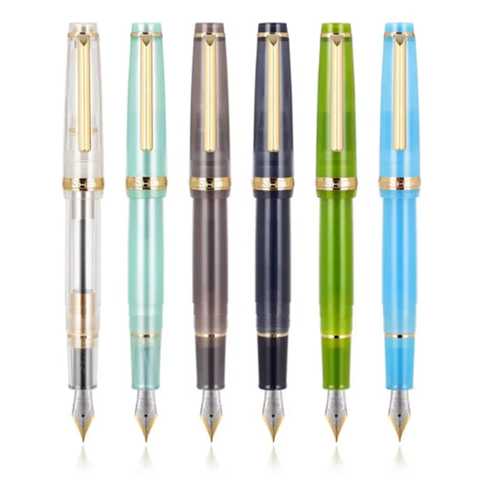 Jinhao 82 Gold Clip Series Luxury Resin Metal EF/F/M/Curved Nib Fountain Pen Rotation Opening Ink Pens School Office Supplies