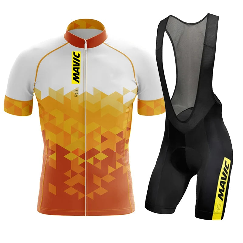 RCC MAVIC Pro Bicycle Team Short Sleeve Maillot Ciclismo Men's Cycling Jersey Sets Summer Breathable Cycling Clothing Suit