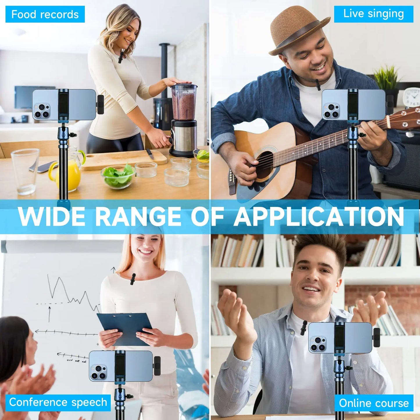 2.4GHZ Wireless Lavalier Microphone Portable Audio Video Recording Mini Mic  with quality materisls and smart chips