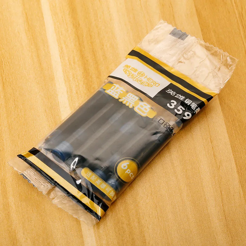 Hero 359/369/028 Ink Fountain Pen Ink 3.4MM Cartridge Disposable Blue Black Replaceable Ink 6 Pack Wholesale Ink Refill Kit