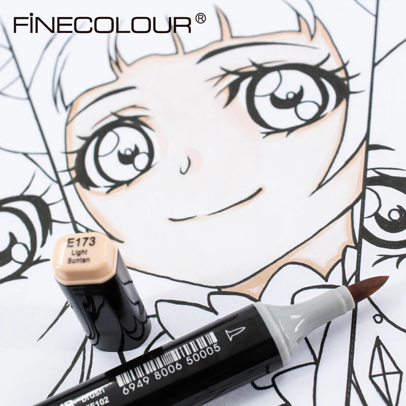 Finecolour 8 Colors Double-headed Soft Brush Professional Sketch Alcohol Based Ink Gray Series Art Markers EF102