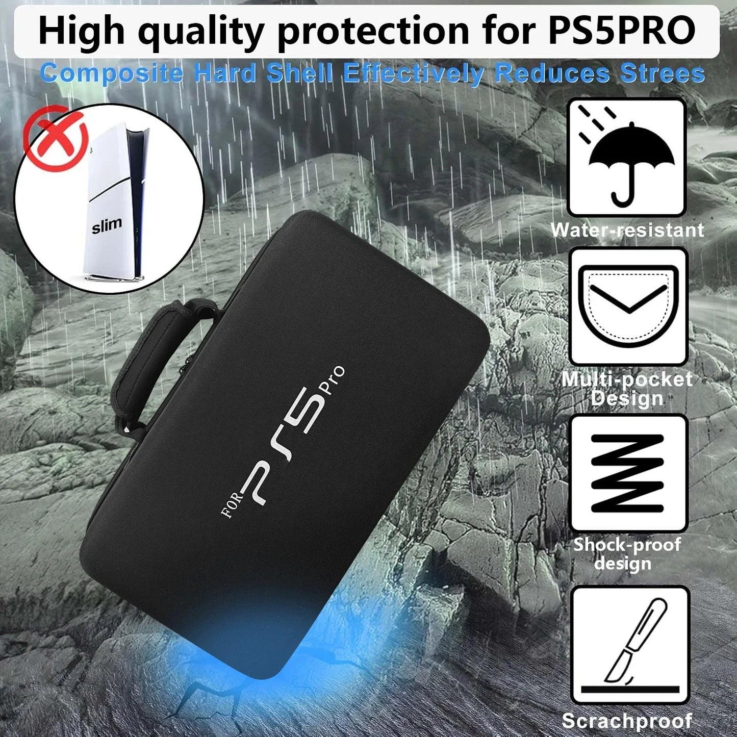Carrying Case For PS5 Pro Bag Gamepad Console Controller Headphone Protective Travel Storage Handbag For Playstation 5 Pro