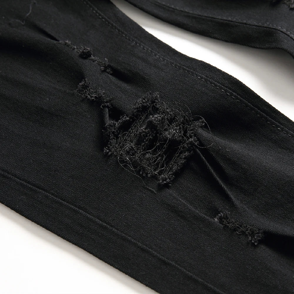 Jeans For Men Fashion Ripped Biker Skinny Jeans Men's clothing Denim