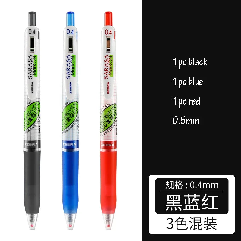 Zebra SARASA MARK ON Gel Pens Retractable No Smearing Quick-Drying Grid Body 0.4/0.5mm Japanese Pen Stationery School Supplies