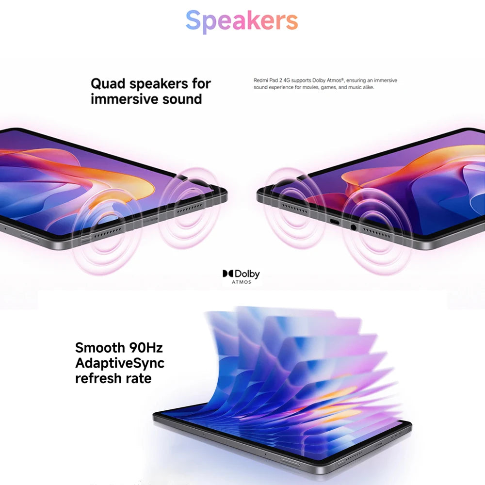 Global Version Xiaomi redmi pad2 4G Tablet Advanced Helio G100-Ultra 11" 2.5K crystal-clear display 9000mAh battery Mi Tablet PC