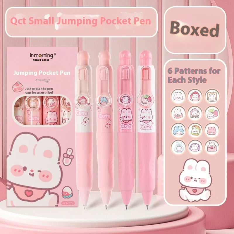 4PCS/Box Gel Pen Cartoon Pocket Pen Funny Capybara Writing Tool Ballpoint Pen Quick Drying Black Ink School Office Supplies