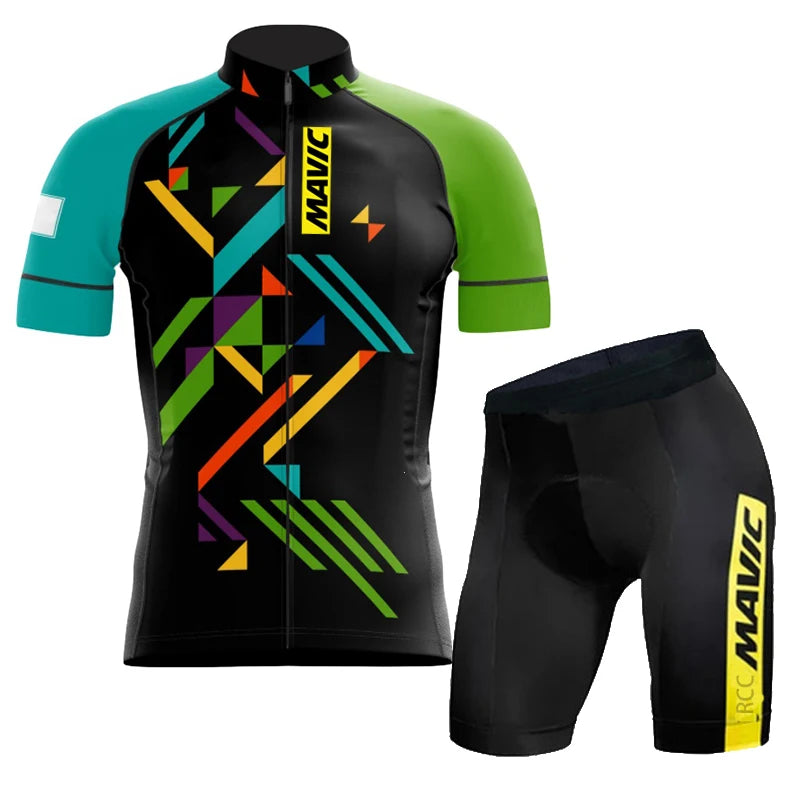 RCC MAVIC Pro Bicycle Team Short Sleeve Maillot Ciclismo Men's Cycling Jersey Sets Summer Breathable Cycling Clothing Suit