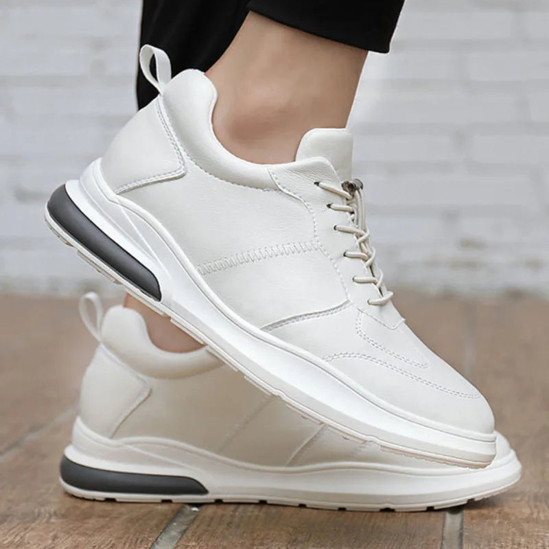 Sneakers Men Elevator Shoes Fashion Soft Leather Heightening Shoes For Men Hidden Heels 10CM 8CM 6CM Sports Casual Height Shoes