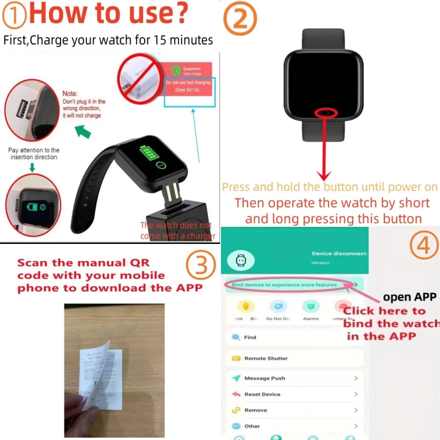 Smart Watch For Women Men Wristwatch Bluetooth Connected Phone Player