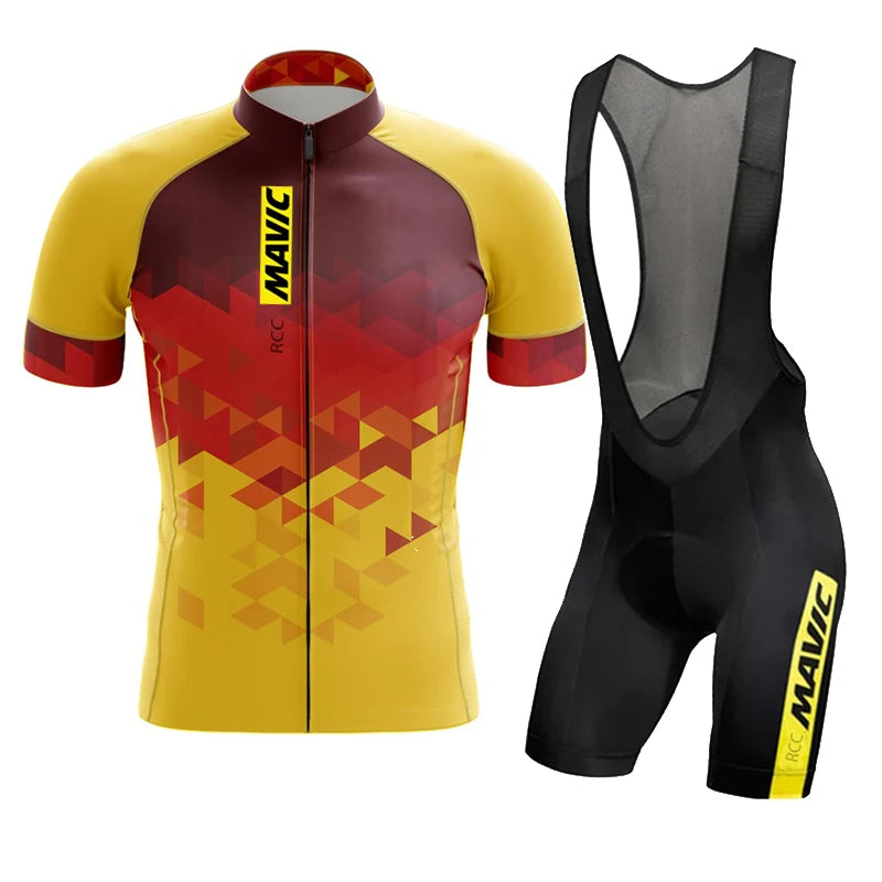 RCC MAVIC Pro Bicycle Team Short Sleeve Maillot Ciclismo Men's Cycling Jersey Sets Summer Breathable Cycling Clothing Suit