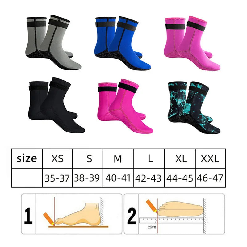 3mm Neoprene Diving Socks Shoes Water Boots Non-slip Beach Boots Wetsuit Shoes Warming Snorkeling Diving Surfing Socks For Adult
