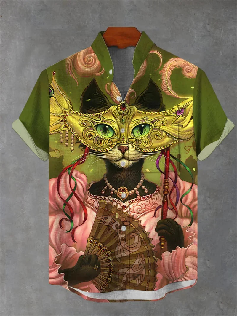 2025 Fashion Carnival 3D Printing Men's Shirt Men's Short Sleeve Shirt Casual Shirt Holiday Top Camisas De Vestir Para Hombre